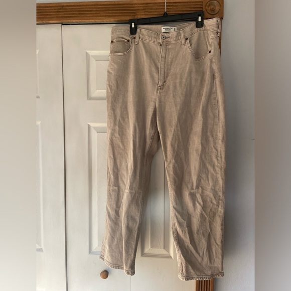 Abercrombie & Fitch Curve Love ankle straight jeans, khaki, size 33 - Picture 5 of 7